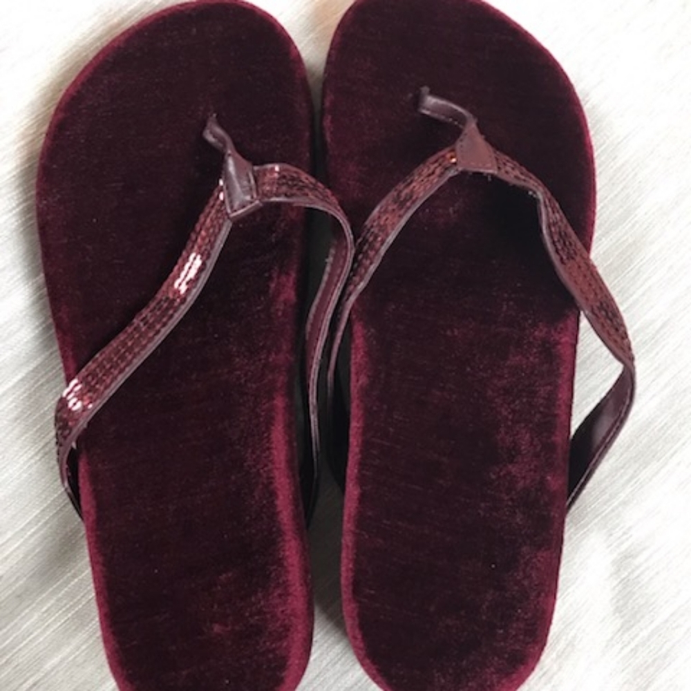 Maroon Velvet Sandals